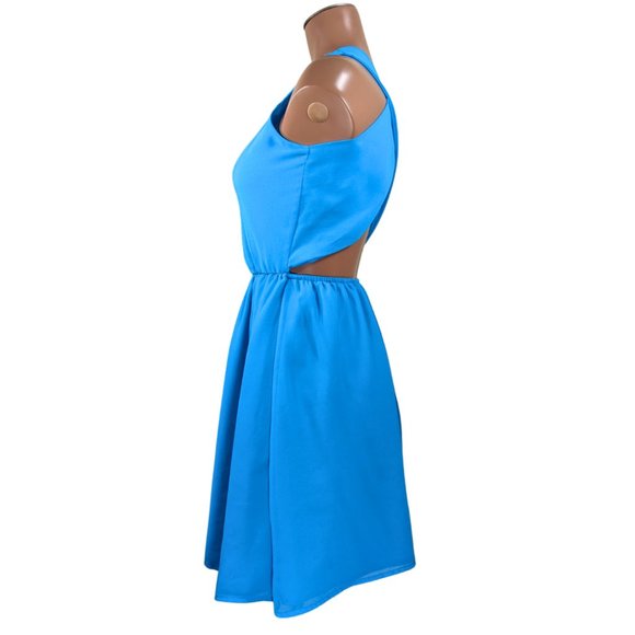 Nordstrom Dee Elle XS Aqua Blue Backless Sleeveless V-Neck Lined Dress - Picture 4 of 11